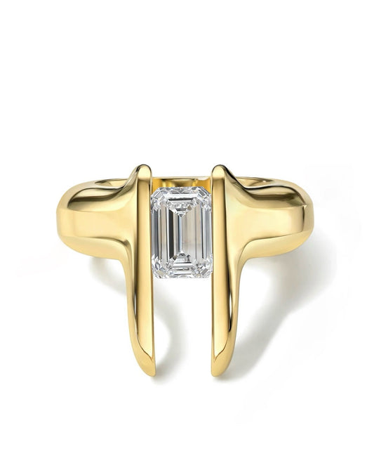 TUSKS EMERALD CUT DIAMOND RING