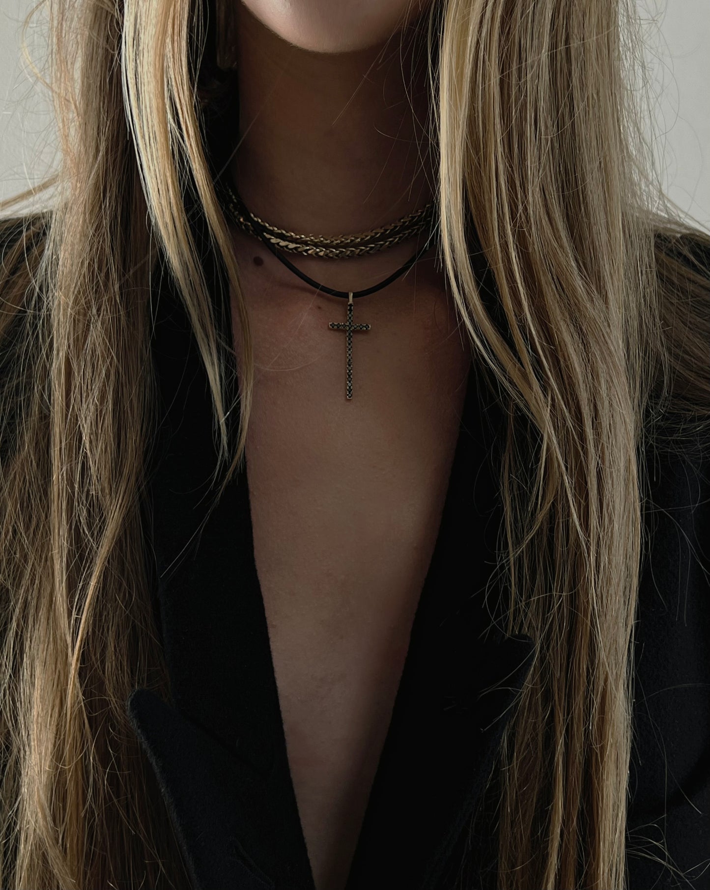 black diamond cross pendant