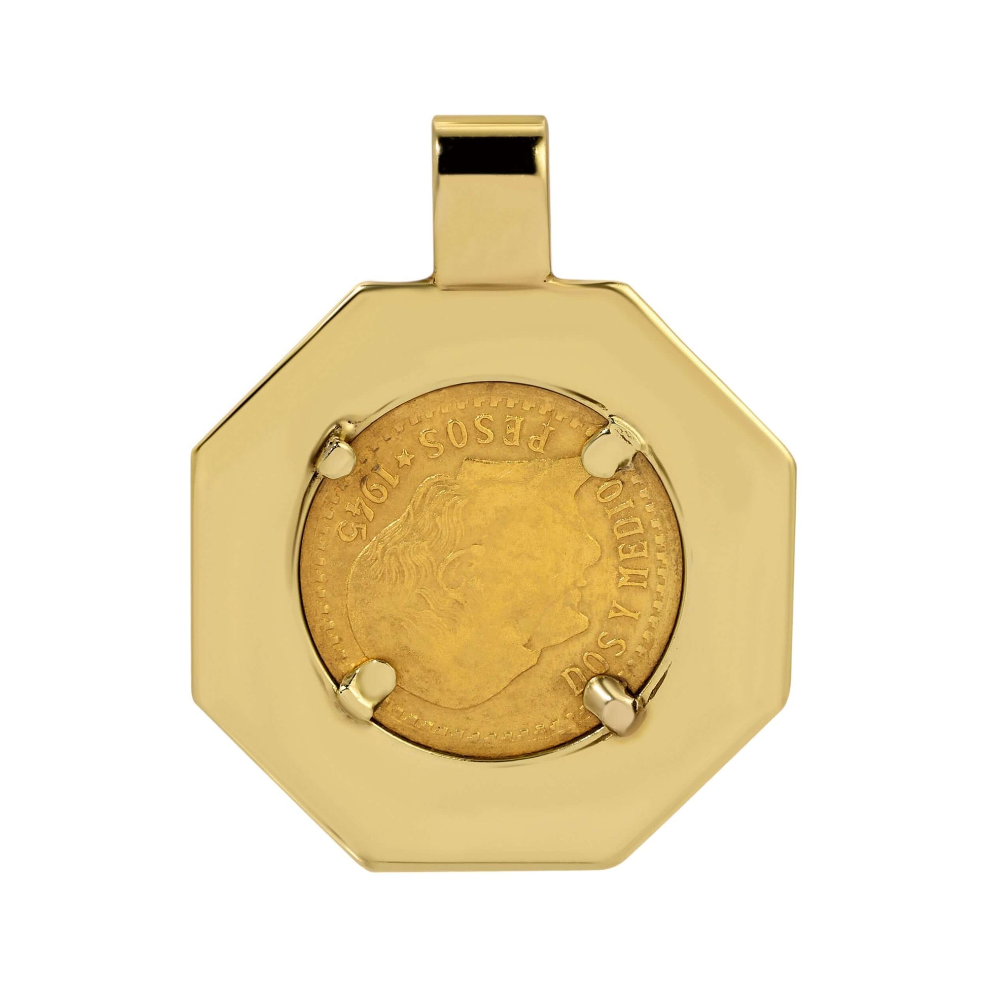 18k mexican gold coin pendant
