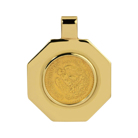 18k mexican gold coin pendant