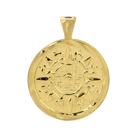 18k gold aztec pendant
