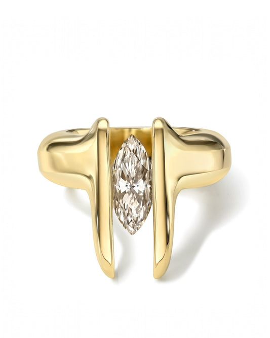 TUSKS CHAMPAGNE MARQUISE DIAMOND RING
